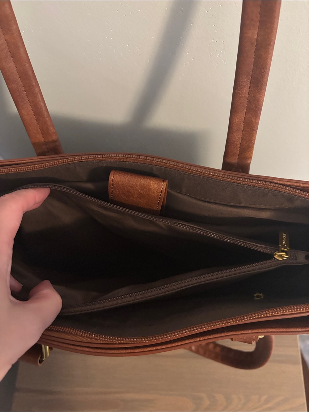 NWT Lovevook Women's Leather-Feel Tote in Chestnut Brown - Picture 6 of 10